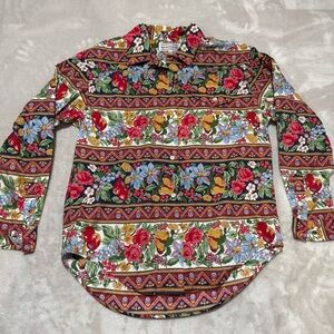 vintage westbound floral fruit country button front top medium country core